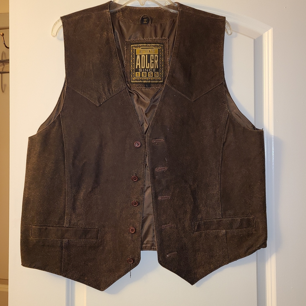 Adler Men's Dark Brown Suede Vest Size L